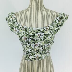 Tally Weijl Women's Juniors Tropical Print Crop Top Size Large